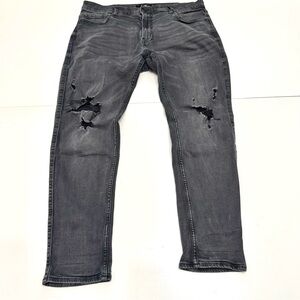 Hollister black faded distressed slim taper jean size 36